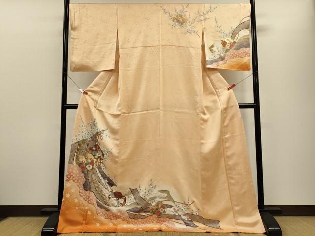 平和屋着物■訪問着　几帳花文　暈し染め　金彩　ロング丈　正絹　逸品　CABH3119oy