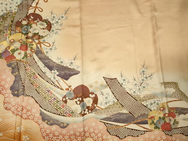 平和屋着物■訪問着　几帳花文　暈し染め　金彩　ロング丈　正絹　逸品　CABH3119oy