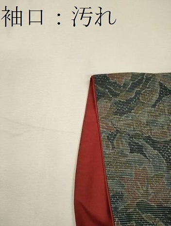 平和屋着物■上質な紬　草花文　正絹　逸品　CABH3120oy