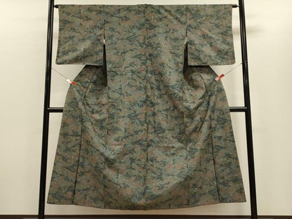 平和屋着物■上質な紬　草花文　正絹　逸品　CABH3120oy