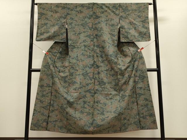 平和屋着物■上質な紬　草花文　正絹　逸品　CABH3120oy