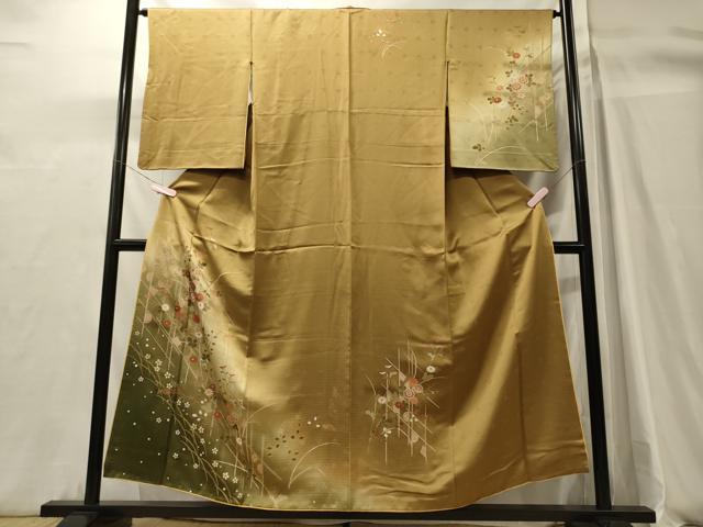 平和屋着物■訪問着　駒刺繍　草花文　暈し染め　金彩　正絹　逸品　CABH3131oy
