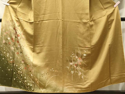 平和屋着物■訪問着　駒刺繍　草花文　暈し染め　金彩　正絹　逸品　CABH3131oy