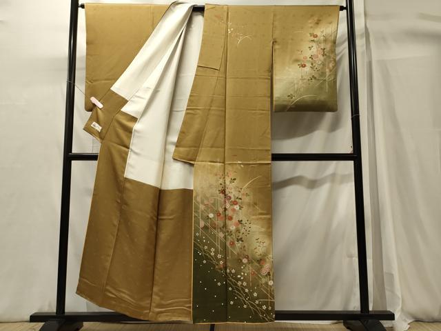 平和屋着物■訪問着　駒刺繍　草花文　暈し染め　金彩　正絹　逸品　CABH3131oy