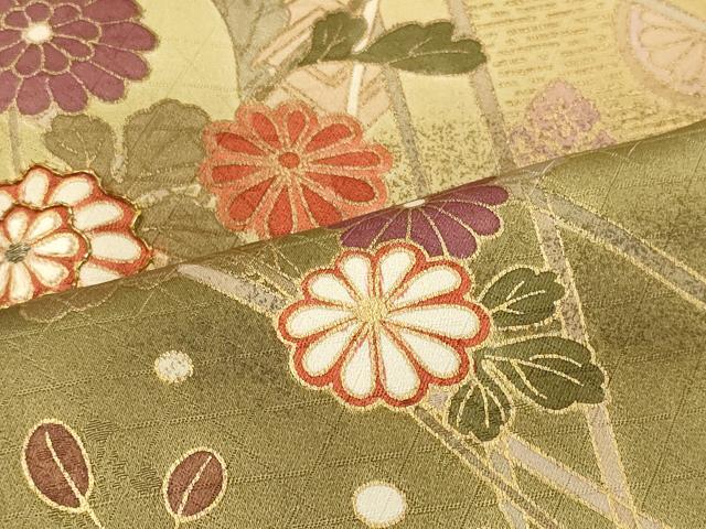 平和屋着物■訪問着　駒刺繍　草花文　暈し染め　金彩　正絹　逸品　CABH3131oy