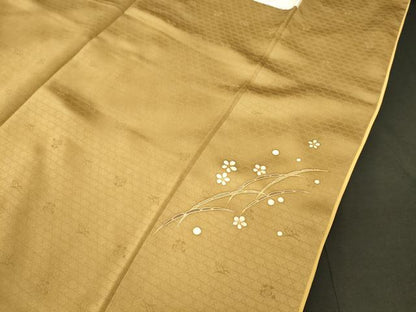 平和屋着物■訪問着　駒刺繍　草花文　暈し染め　金彩　正絹　逸品　CABH3131oy