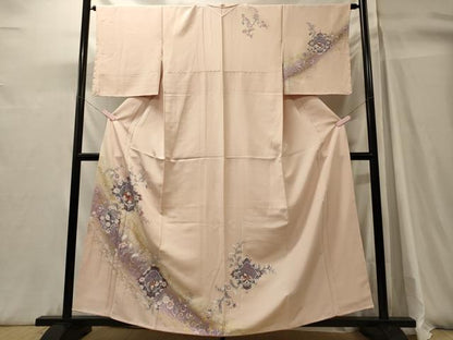 平和屋着物■訪問着　孔雀草花文　暈し染め　金銀彩　正絹　逸品　未使用　CABH3136oy