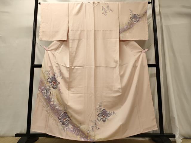平和屋着物■訪問着　孔雀草花文　暈し染め　金銀彩　正絹　逸品　未使用　CABH3136oy