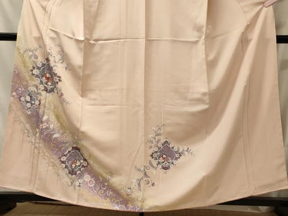 平和屋着物■訪問着　孔雀草花文　暈し染め　金銀彩　正絹　逸品　未使用　CABH3136oy