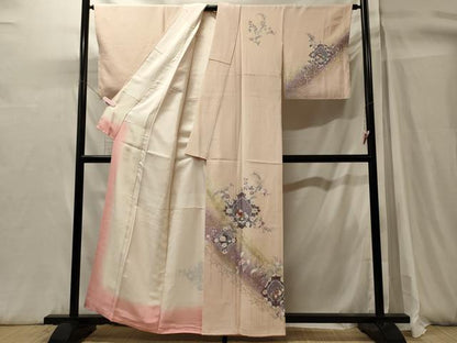 平和屋着物■訪問着　孔雀草花文　暈し染め　金銀彩　正絹　逸品　未使用　CABH3136oy
