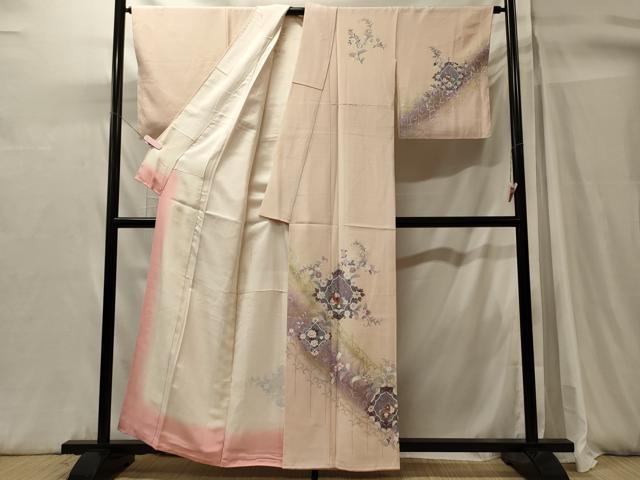 平和屋着物■訪問着　孔雀草花文　暈し染め　金銀彩　正絹　逸品　未使用　CABH3136oy