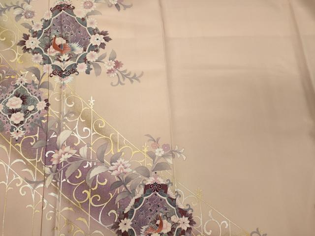 平和屋着物■訪問着　孔雀草花文　暈し染め　金銀彩　正絹　逸品　未使用　CABH3136oy