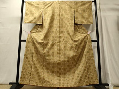 平和屋着物■上質な紬　井桁絣　正絹　逸品　CABH3138oy