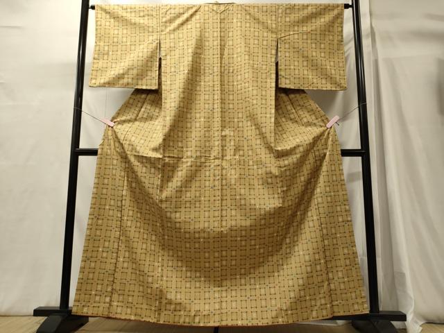 平和屋着物■上質な紬　井桁絣　正絹　逸品　CABH3138oy