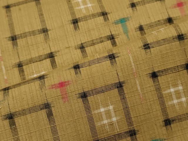 平和屋着物■上質な紬　井桁絣　正絹　逸品　CABH3138oy