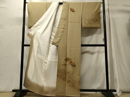 平和屋着物■訪問着　地紙重ね花文　暈し染め　金彩　正絹　逸品　CABH3139oy
