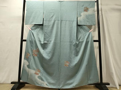 平和屋着物■中国三大刺繍　スワトウ刺繍　訪問着　絞り　色紙渡橋花文　金彩　正絹　逸品　CABH3149oy