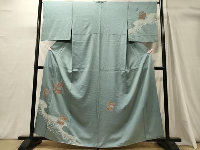 平和屋着物■中国三大刺繍　スワトウ刺繍　訪問着　絞り　色紙渡橋花文　金彩　正絹　逸品　CABH3149oy