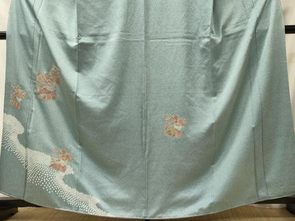 平和屋着物■中国三大刺繍　スワトウ刺繍　訪問着　絞り　色紙渡橋花文　金彩　正絹　逸品　CABH3149oy