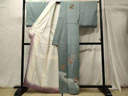 平和屋着物■中国三大刺繍　スワトウ刺繍　訪問着　絞り　色紙渡橋花文　金彩　正絹　逸品　CABH3149oy