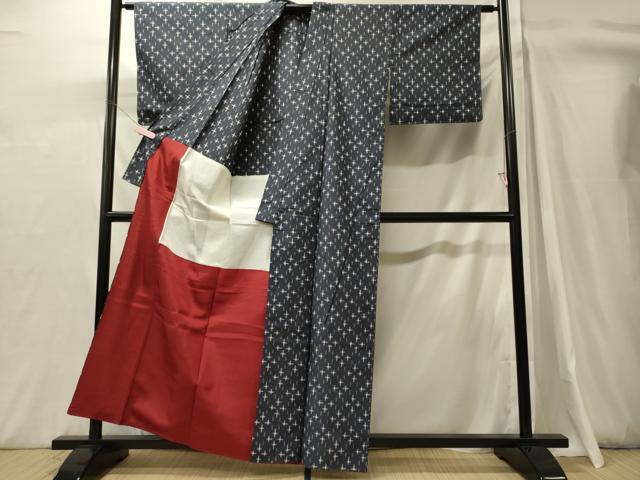 平和屋着物■上質な紬　十字絣　正絹　逸品　CABH3151oy