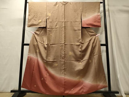 平和屋着物■訪問着　刺繍　草花文　暈し染め　金彩　正絹　逸品　CABH3153oy