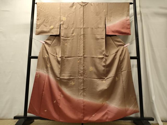 平和屋着物■訪問着　刺繍　草花文　暈し染め　金彩　正絹　逸品　CABH3153oy