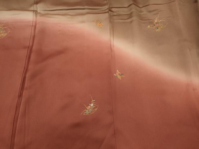 平和屋着物■訪問着　刺繍　草花文　暈し染め　金彩　正絹　逸品　CABH3153oy