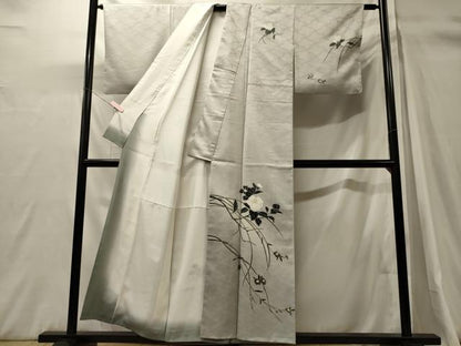 平和屋着物■訪問着　枝花文　銀彩　正絹　逸品　CABH3155oy