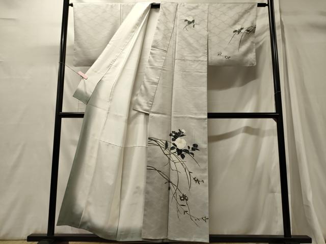 平和屋着物■訪問着　枝花文　銀彩　正絹　逸品　CABH3155oy