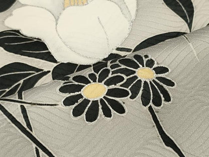平和屋着物■訪問着　枝花文　銀彩　正絹　逸品　CABH3155oy