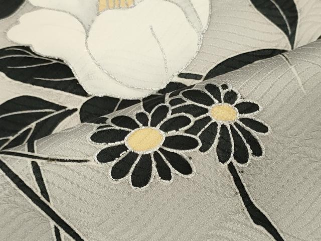 平和屋着物■訪問着　枝花文　銀彩　正絹　逸品　CABH3155oy