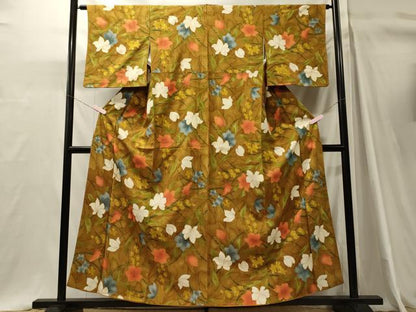 平和屋着物■上質な小紋　草花文　暈し染め　金彩　正絹　逸品　CABH3162oy