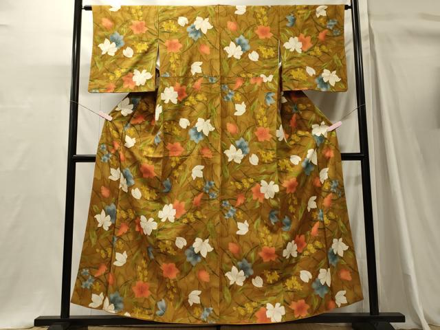 平和屋着物■上質な小紋　草花文　暈し染め　金彩　正絹　逸品　CABH3162oy