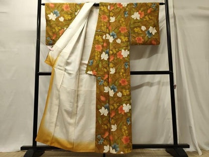 平和屋着物■上質な小紋　草花文　暈し染め　金彩　正絹　逸品　CABH3162oy