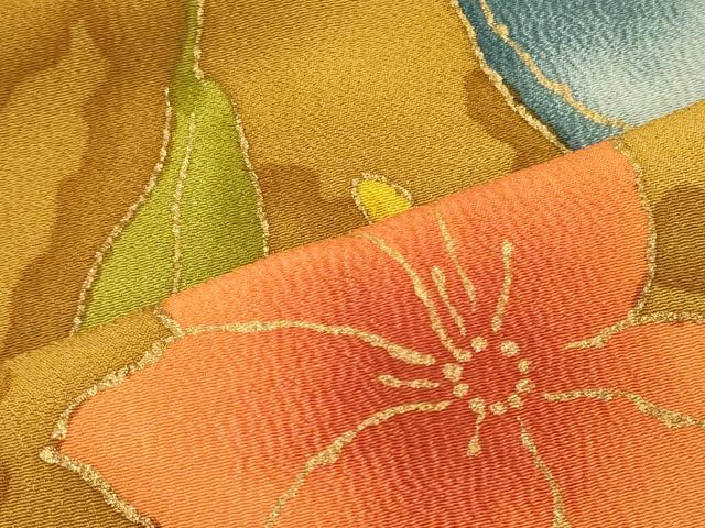 平和屋着物■上質な小紋　草花文　暈し染め　金彩　正絹　逸品　CABH3162oy