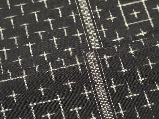 平和屋着物■上質な紬　幾何学文　黒地　正絹　逸品　CABH3164oy