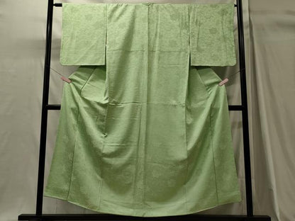 平和屋着物■上質な色無地　楓地紋　若芽色　正絹　逸品　CABH3171oy