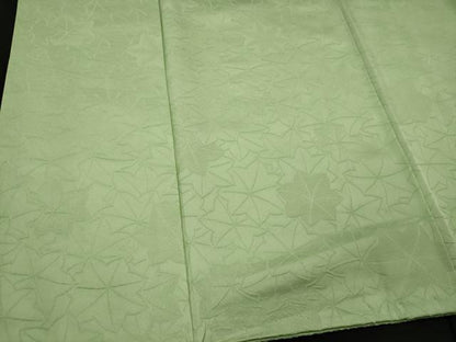 平和屋着物■上質な色無地　楓地紋　若芽色　正絹　逸品　CABH3171oy