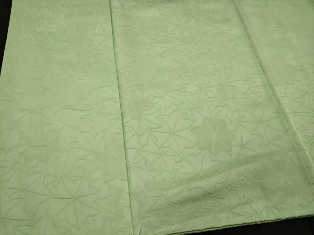 平和屋着物■上質な色無地　楓地紋　若芽色　正絹　逸品　CABH3171oy