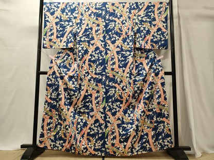 平和屋着物■上質な小紋　短冊枝梅文　正絹　逸品　CABH3173oy