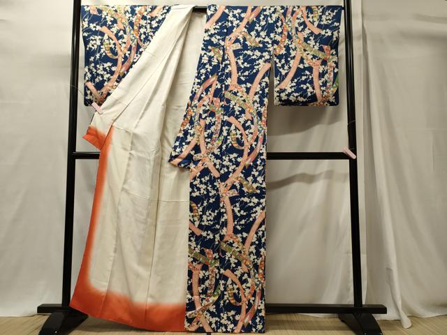 平和屋着物■上質な小紋　短冊枝梅文　正絹　逸品　CABH3173oy
