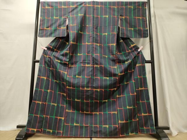 平和屋着物■上質な紬　幾何学文　正絹　逸品　未使用　CABH3181oy