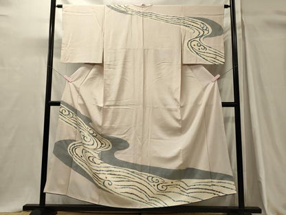 平和屋着物■訪問着　流線文　銀彩　正絹　逸品　CABH3185oy