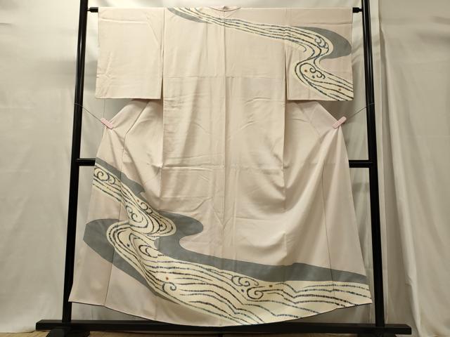 平和屋着物■訪問着　流線文　銀彩　正絹　逸品　CABH3185oy