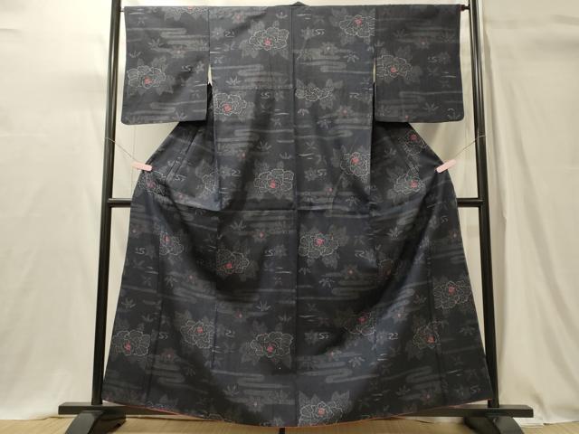 平和屋着物■上質な紬　80亀甲　草花文　正絹　逸品　CABH3188oy