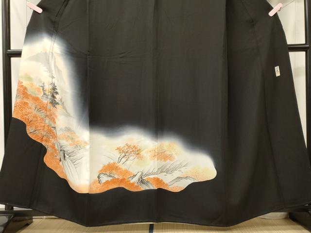 平和屋着物■豪華黒留袖　作家物　手描き　風景草木文　暈し染め　正絹　逸品　CABH3200oy