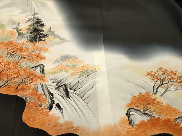 平和屋着物■豪華黒留袖　作家物　手描き　風景草木文　暈し染め　正絹　逸品　CABH3200oy