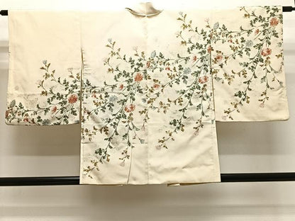 平和屋着物＃羽織　寿光織　枝花文　金銀糸　正絹　逸品　CABH3205ua