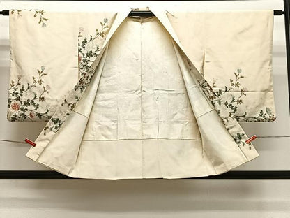 平和屋着物＃羽織　寿光織　枝花文　金銀糸　正絹　逸品　CABH3205ua